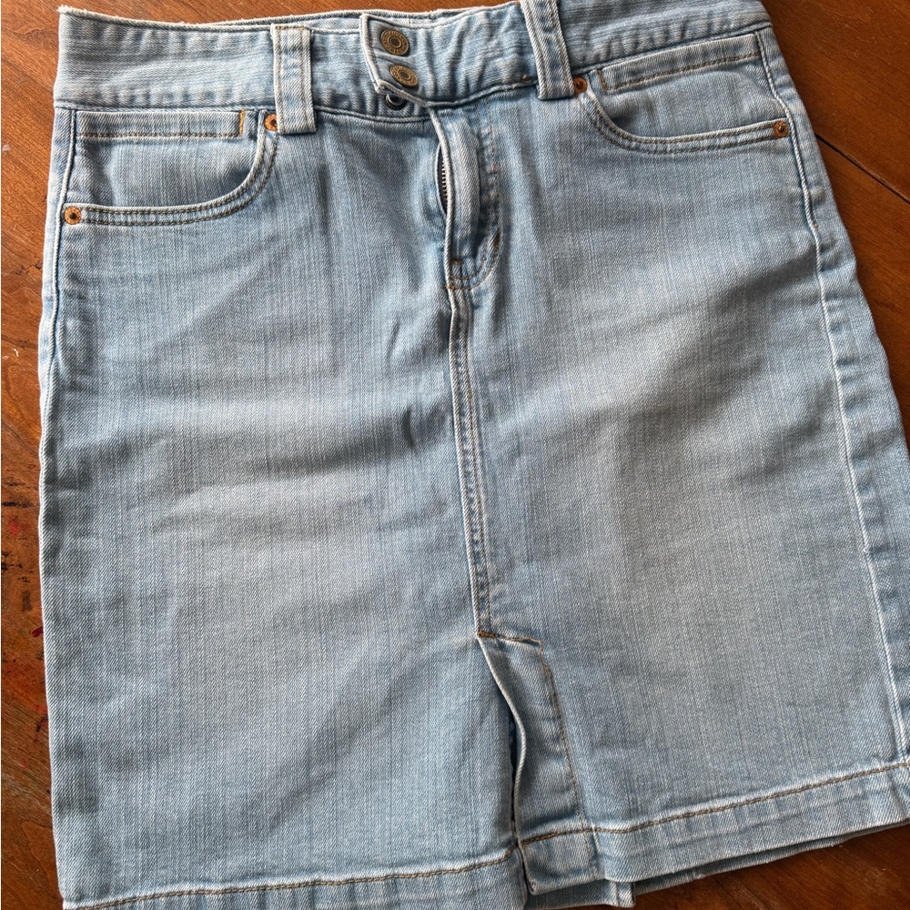 The Gap Brand Light Blue Denim Jean Skirt Knee High Stretch Size 6